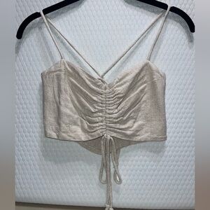 Ruched Cream Crop Top - Size S